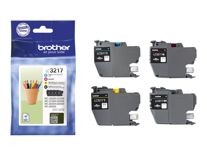 Lc3217 Value Pack   4 Pakker   Sort, Gul, Cyan, Magenta   Original   Blækpatron   For   Mfc J5330, J5335, J5730, J5930, J6530, J6935  B fra Brother