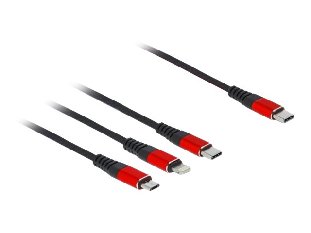 Usb Ladekabel 3 In 1 Type C™ Zu Lightning™   Micro Usb   Type C™ 30 Cm fra Delock