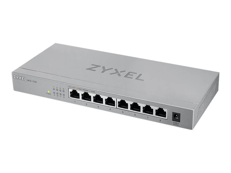 Zyxel Mg 108   Switch   Ikke Administreret   8 X 100 1000 2.5g Base T   Desktop fra Zyxel Communications