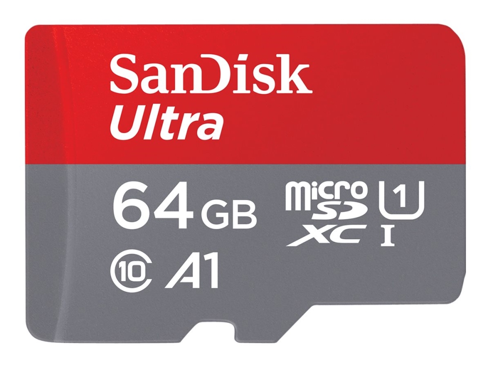 Ultra   Flashhukommelseskort (microsdxc Til Sd Adapter Inkluderet)   64 Gb   A1   Uhs Class 1   Class10   Microsdxc Uhs I fra Sandisk
