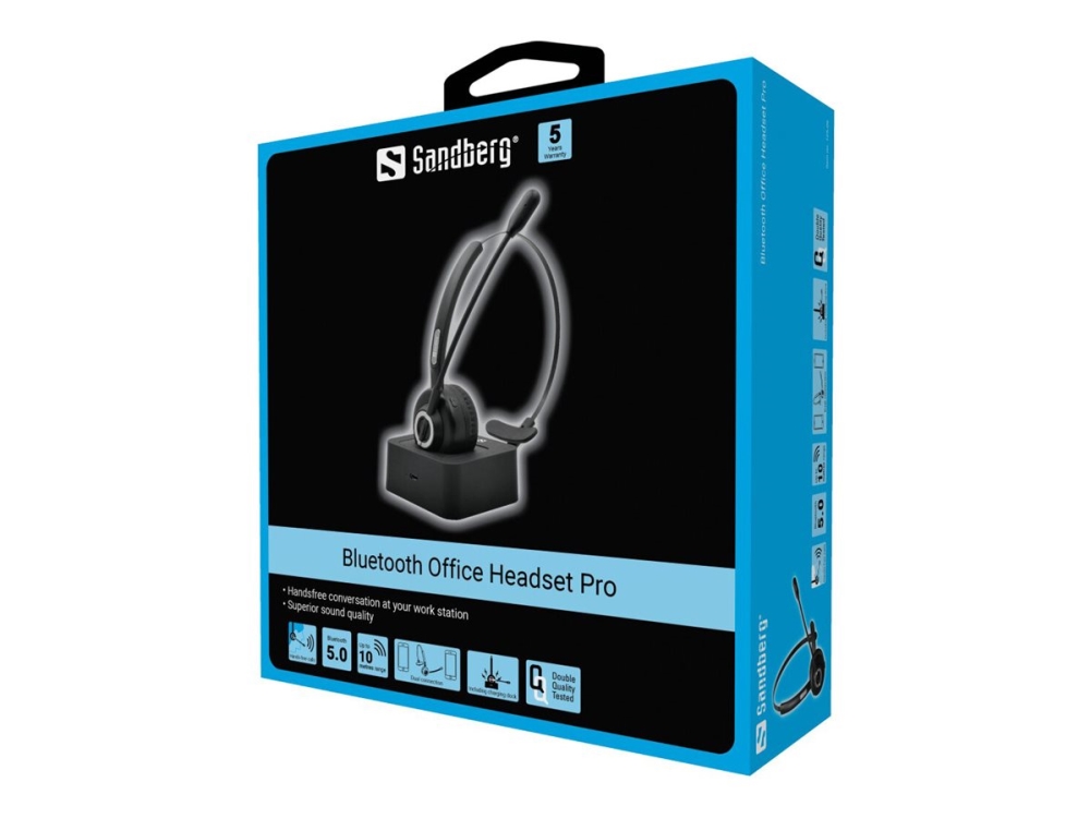 Bluetooth Office Headset Pro   Headset   Bluetooth   Trådløs fra Sandberg