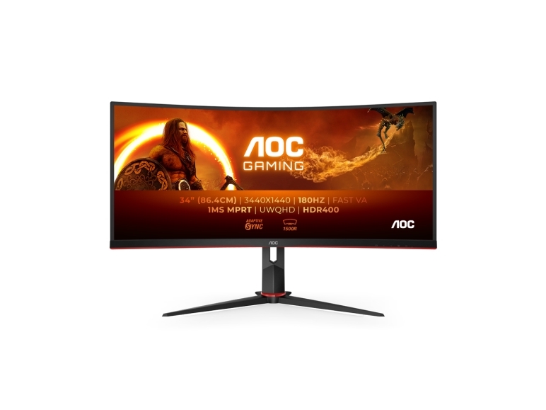 G2 Cu34g2xp, 86,4 Cm (34"), 3440 X 1440 Pixel, Ultrawide Quad Hd, Led, 1 Ms, Sort fra Aoc