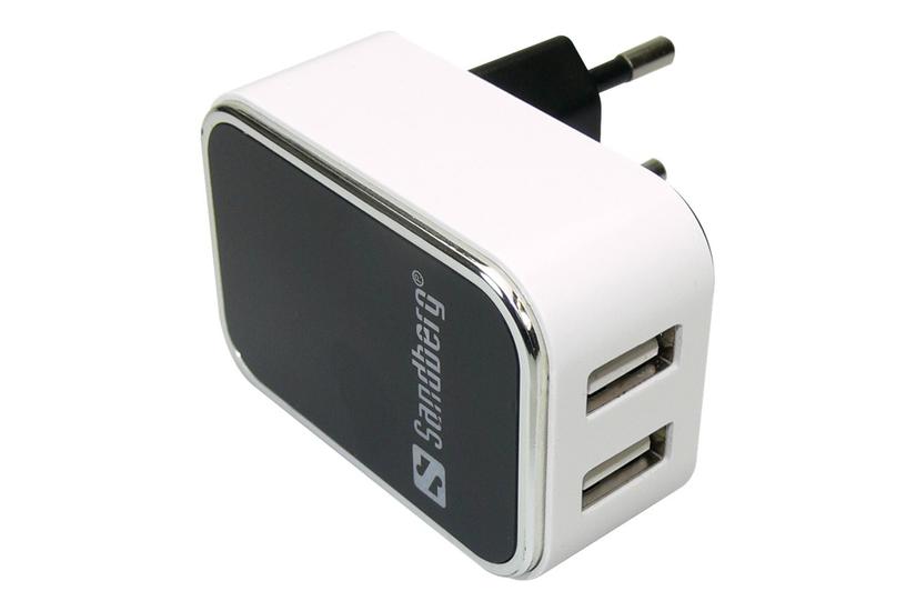 Ac Charger Dual Strømforsyningsadapter   2 X Usb fra Sandberg