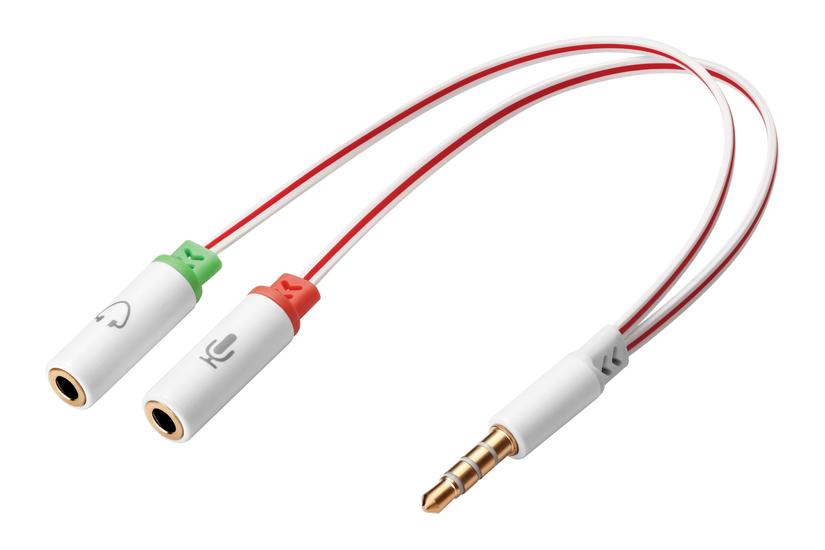 Headset Converter   Mini Jack 3,5 Mm Han   Mini Jack 3,5 Mm Hun + 3,5 Mm Stereo Mini Jack Hun fra Sandberg